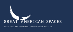 Great American Spaces -logo -white on blue
